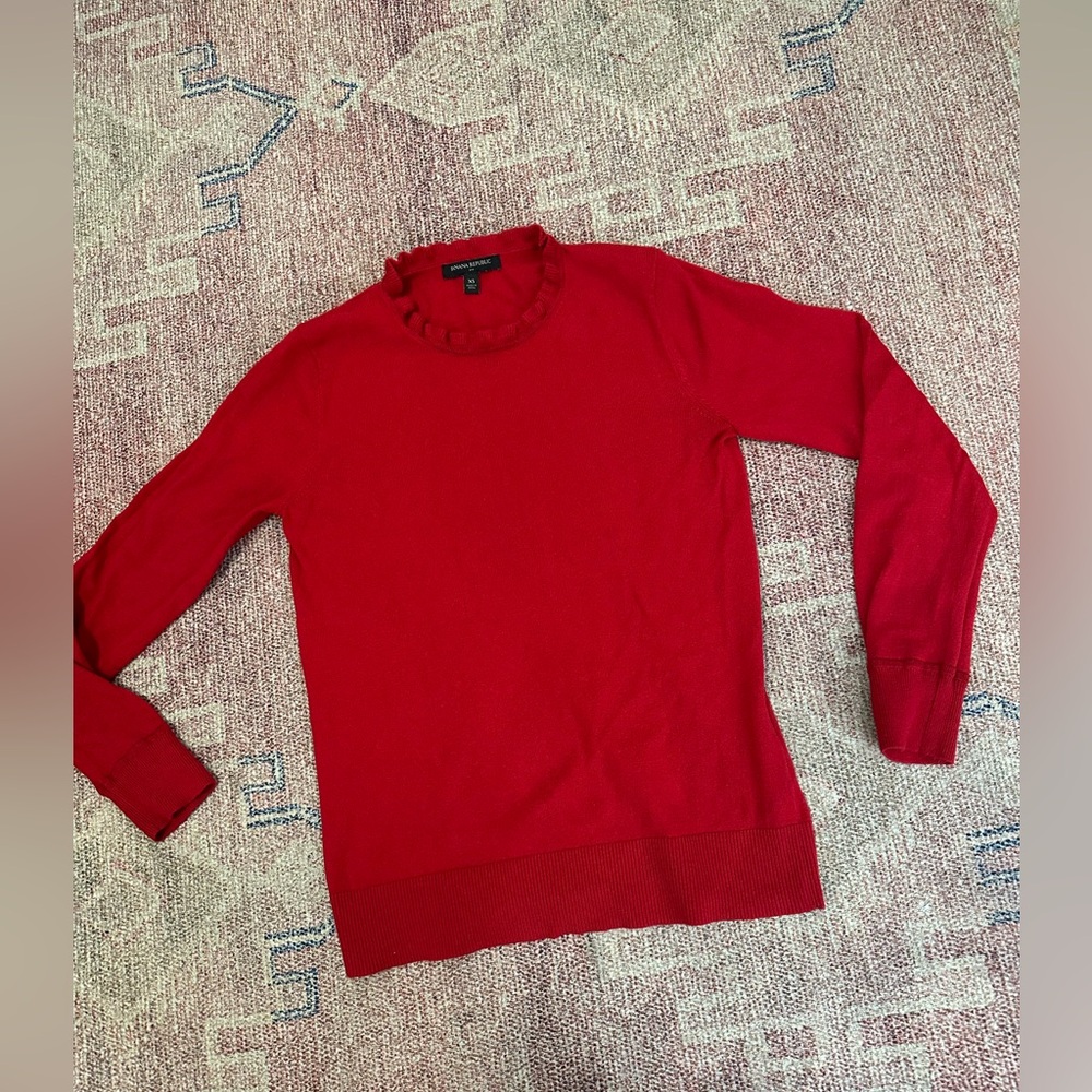 Banana republic cotton cashmere blend ruffle mock turtle neck long sleeve xs